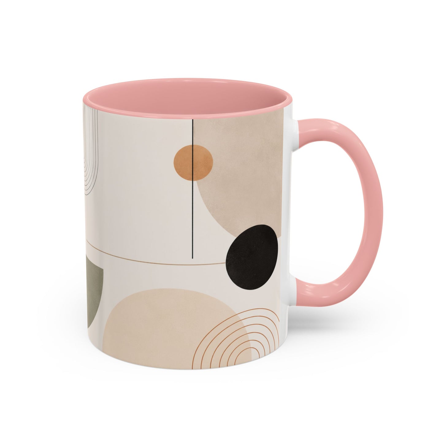 Abstract Earth Tone Accent Coffee Mug — Modern Minimalist Ceramic (11/15oz)