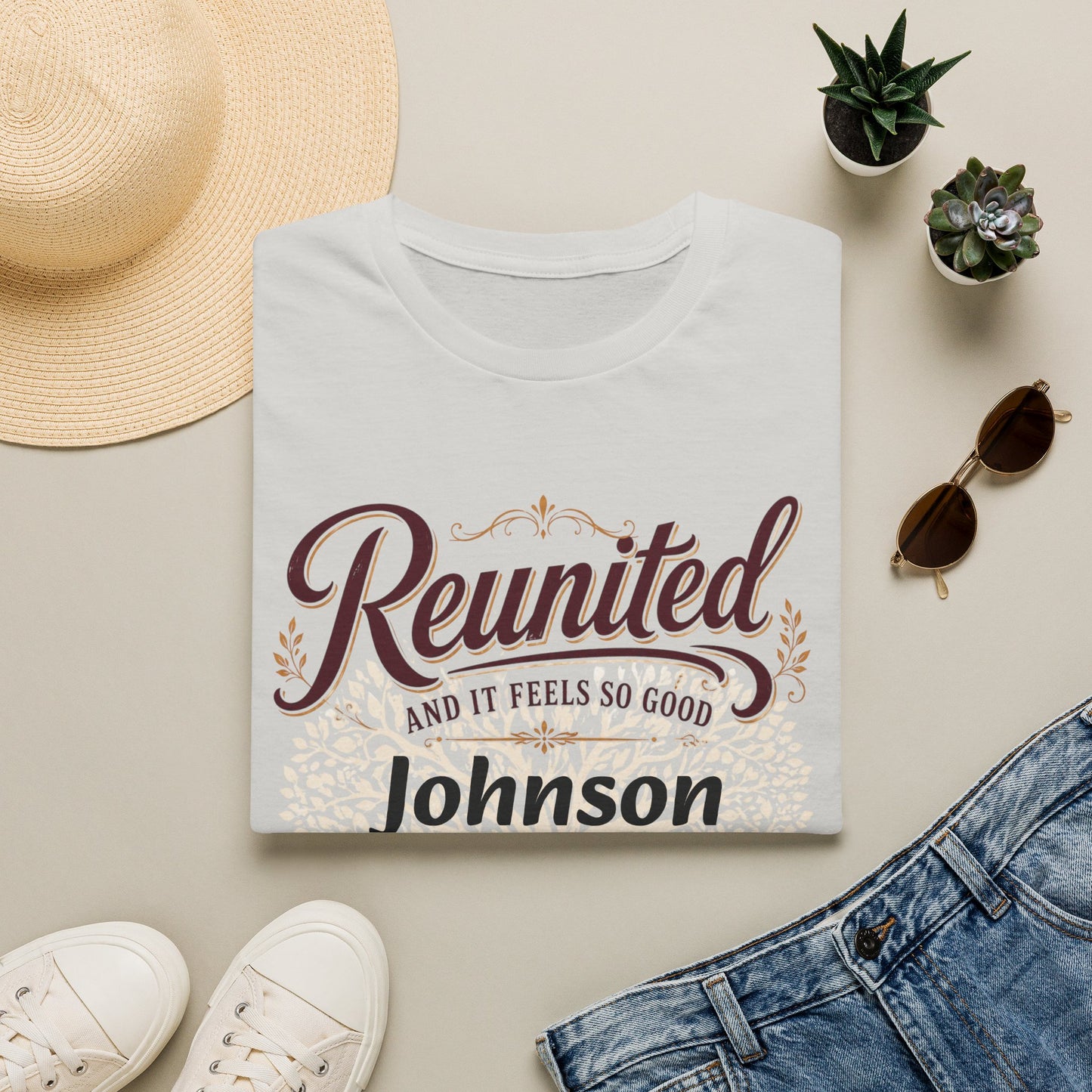 Family Reunion T-Shirt — "Reunited and It Feels So Good" Personalized Johnson, 2026