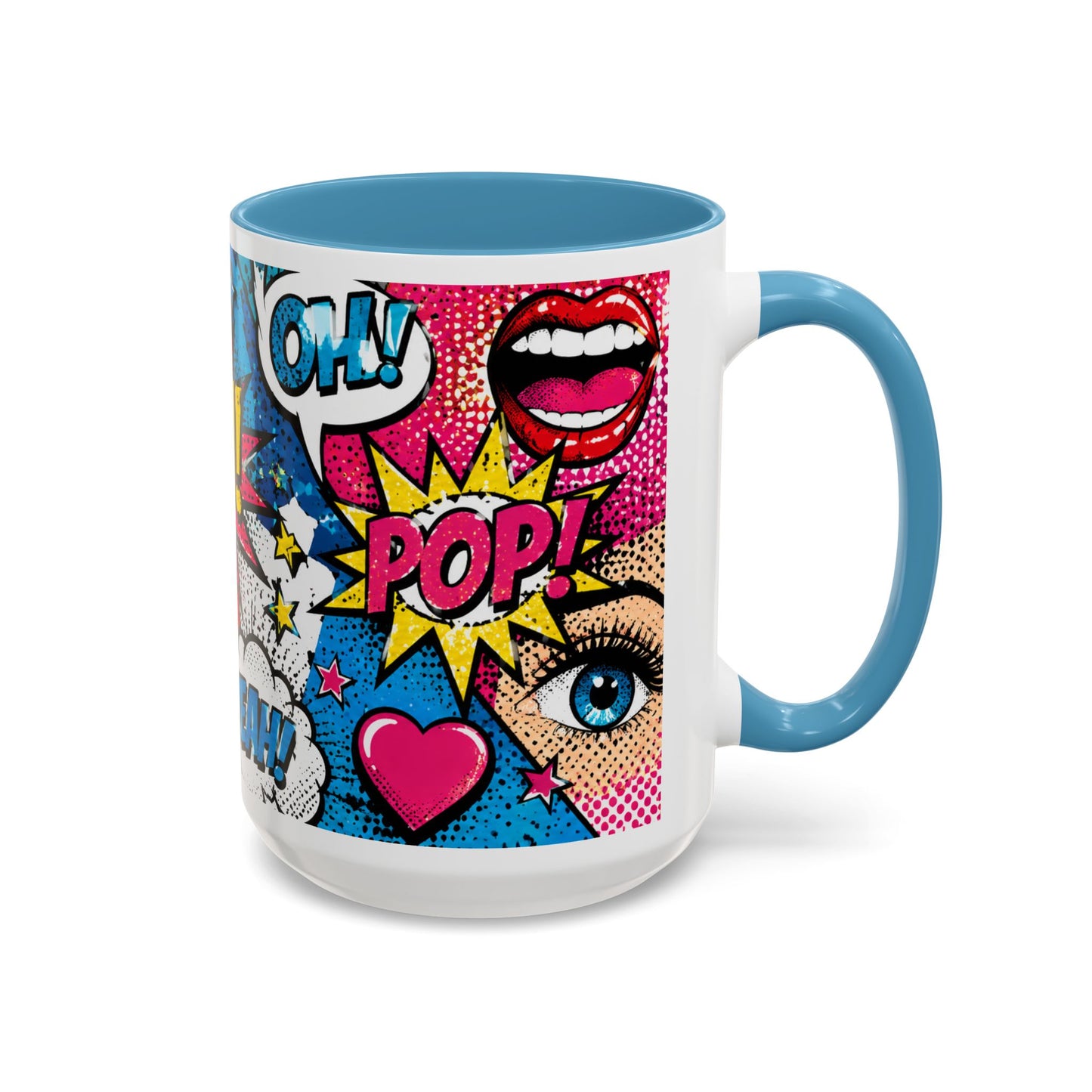 Pop Art Comic Coffee Mug – Colorful 'WOW! POP!' Accent Ceramic Mug (11/15oz)