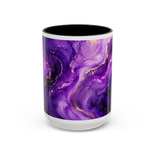 Purple Marble Accent Coffee Mug (11/15oz) — Swirl Art Ceramic Mug