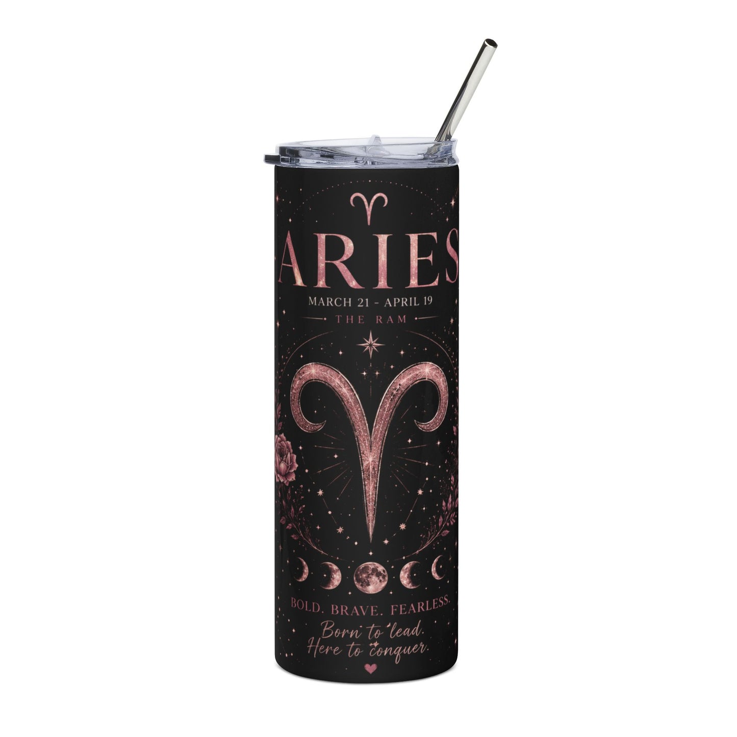 Aries 20oz Stainless Tumbler — Zodiac Horoscope Travel Cup (March 21–April 19)