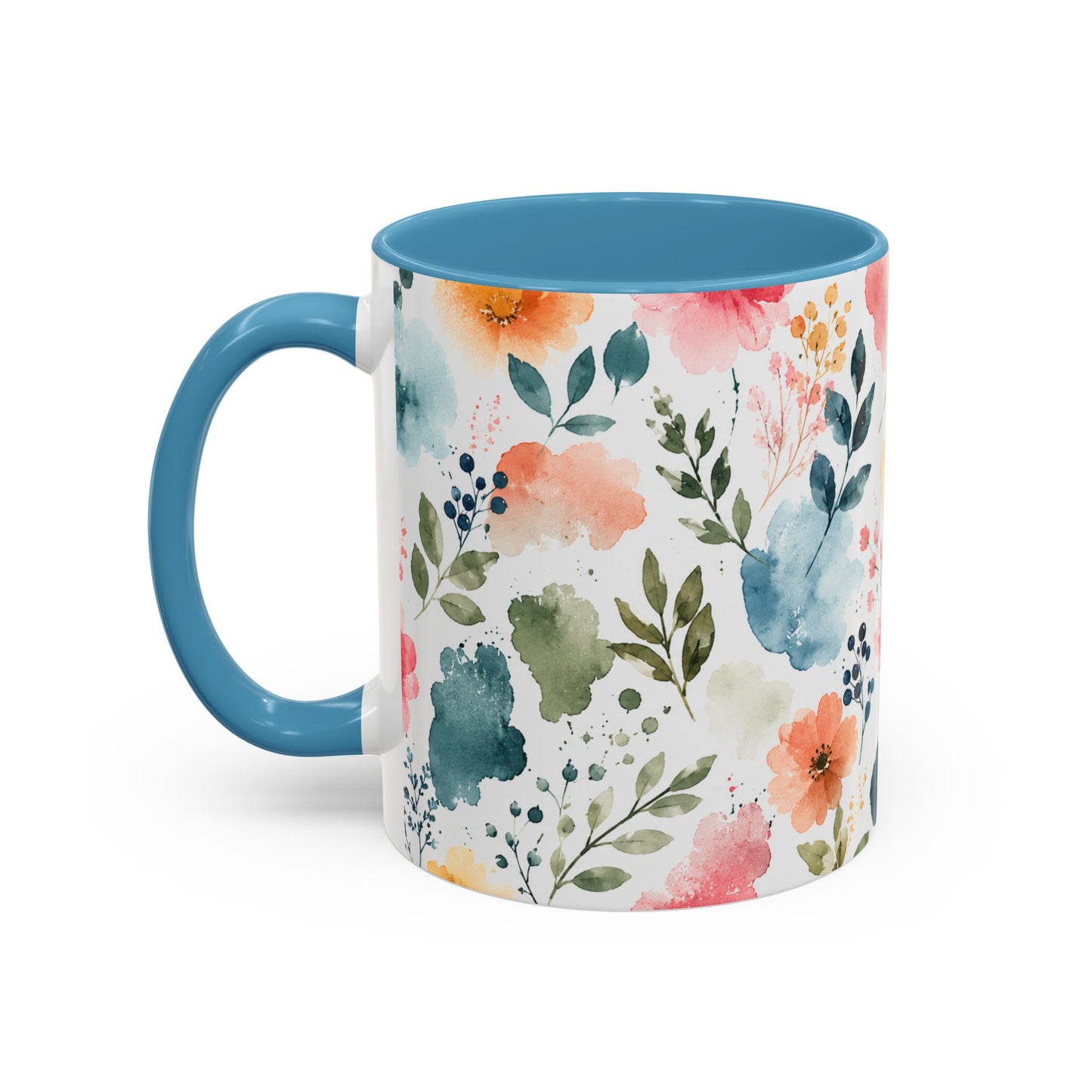 Watercolor Floral Accent Coffee Mug - 11/15oz