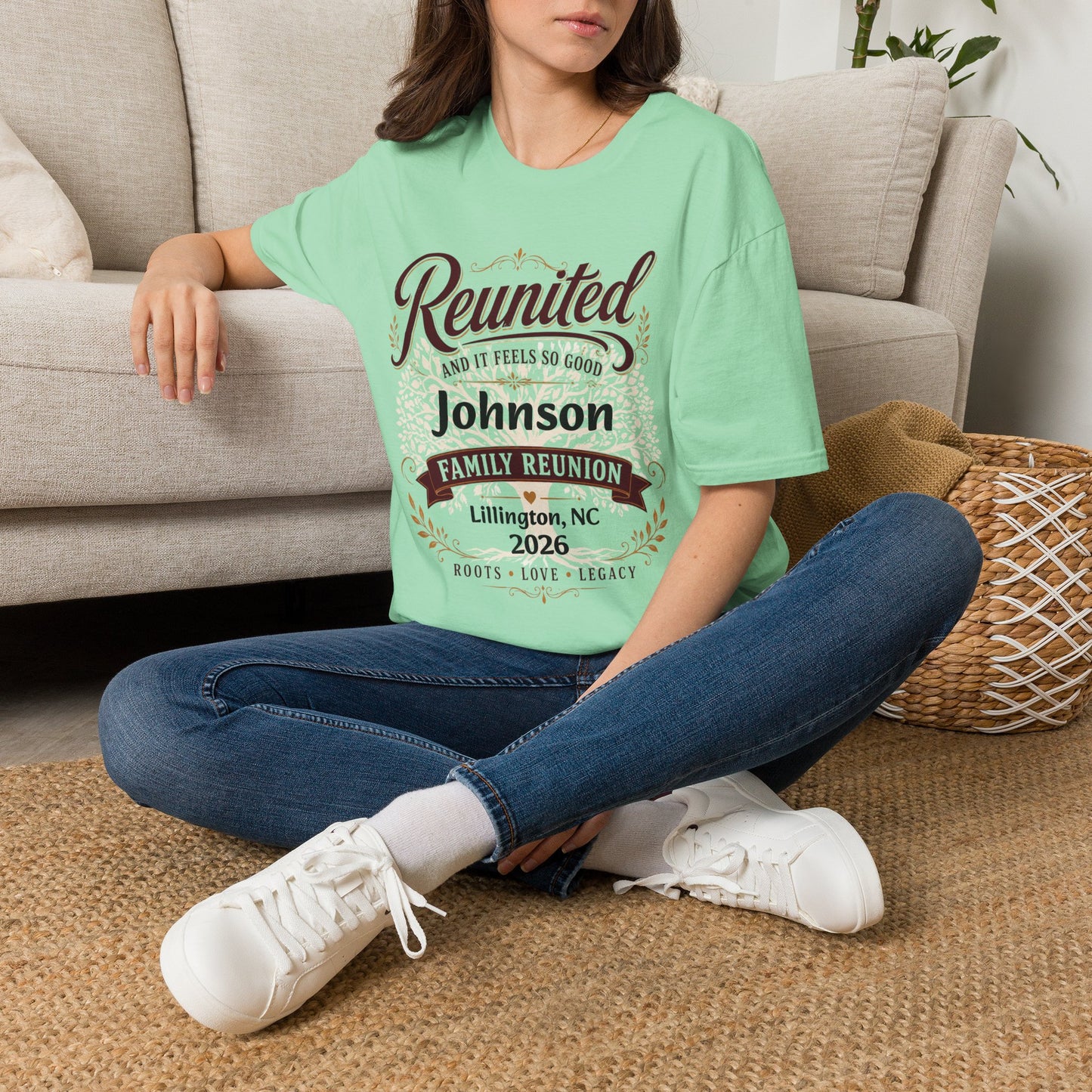 Family Reunion T-Shirt — "Reunited and It Feels So Good" Personalized Johnson, 2026
