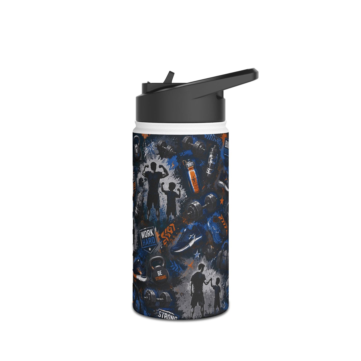 "Workout with Dad" Stainless Steel Water Bottle, Standard Lid