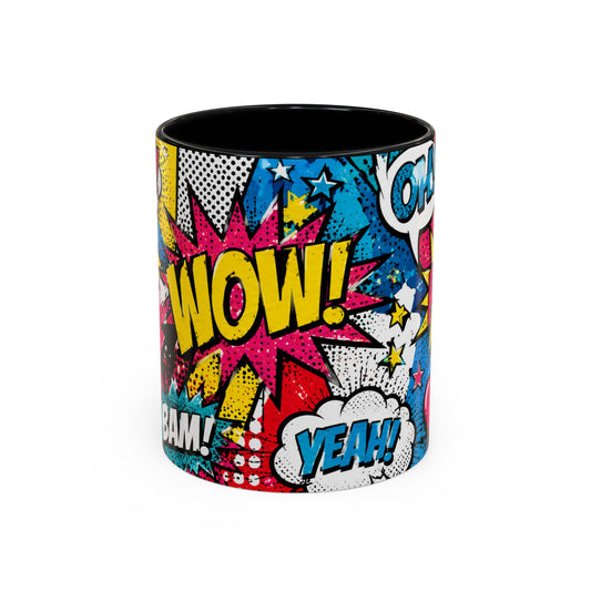 Pop Art Comic Coffee Mug – Colorful 'WOW! POP!' Accent Ceramic Mug (11/15oz)