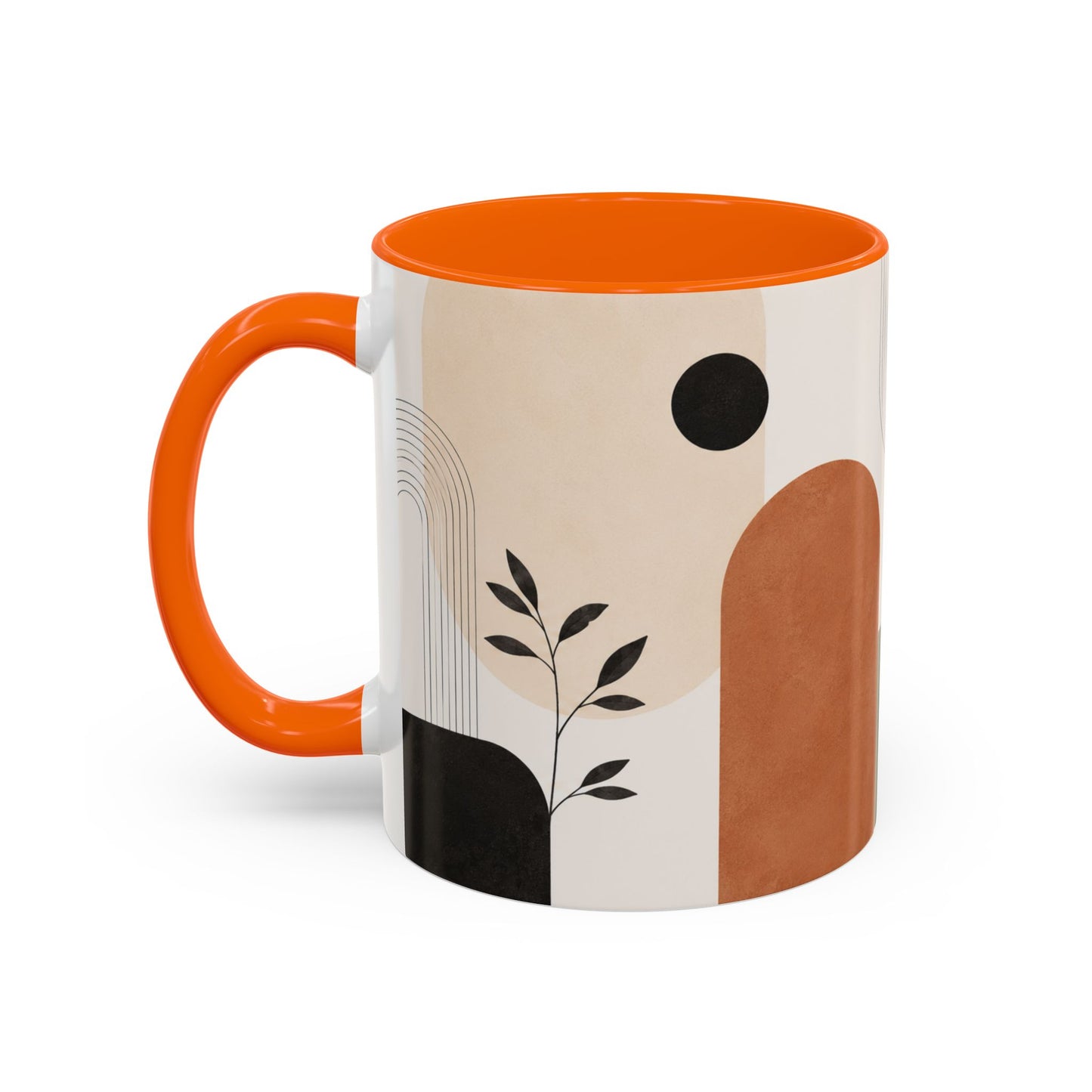 Abstract Earth Tone Accent Coffee Mug — Modern Minimalist Ceramic (11/15oz)