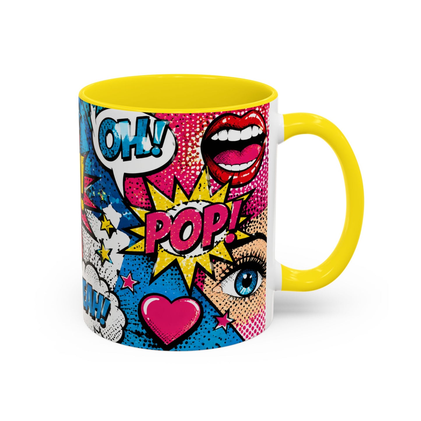 Pop Art Comic Coffee Mug – Colorful 'WOW! POP!' Accent Ceramic Mug (11/15oz)