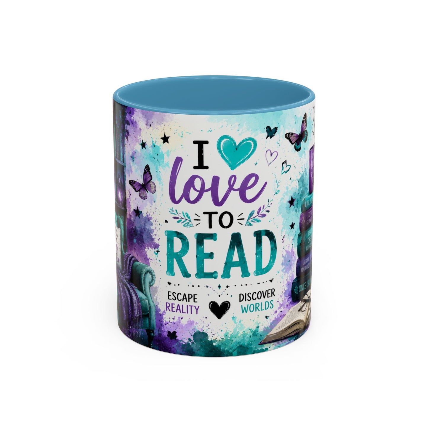 I Love to Read Accent Coffee Mug — Inspirational Book Lover Gift (11/15oz)