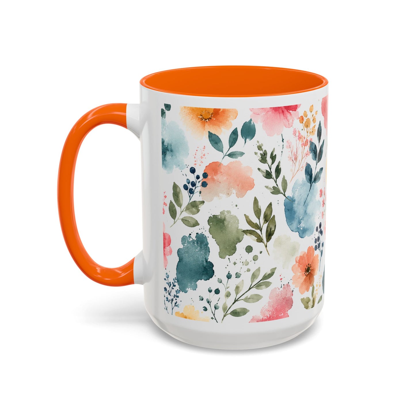 Watercolor Floral Accent Coffee Mug - 11/15oz