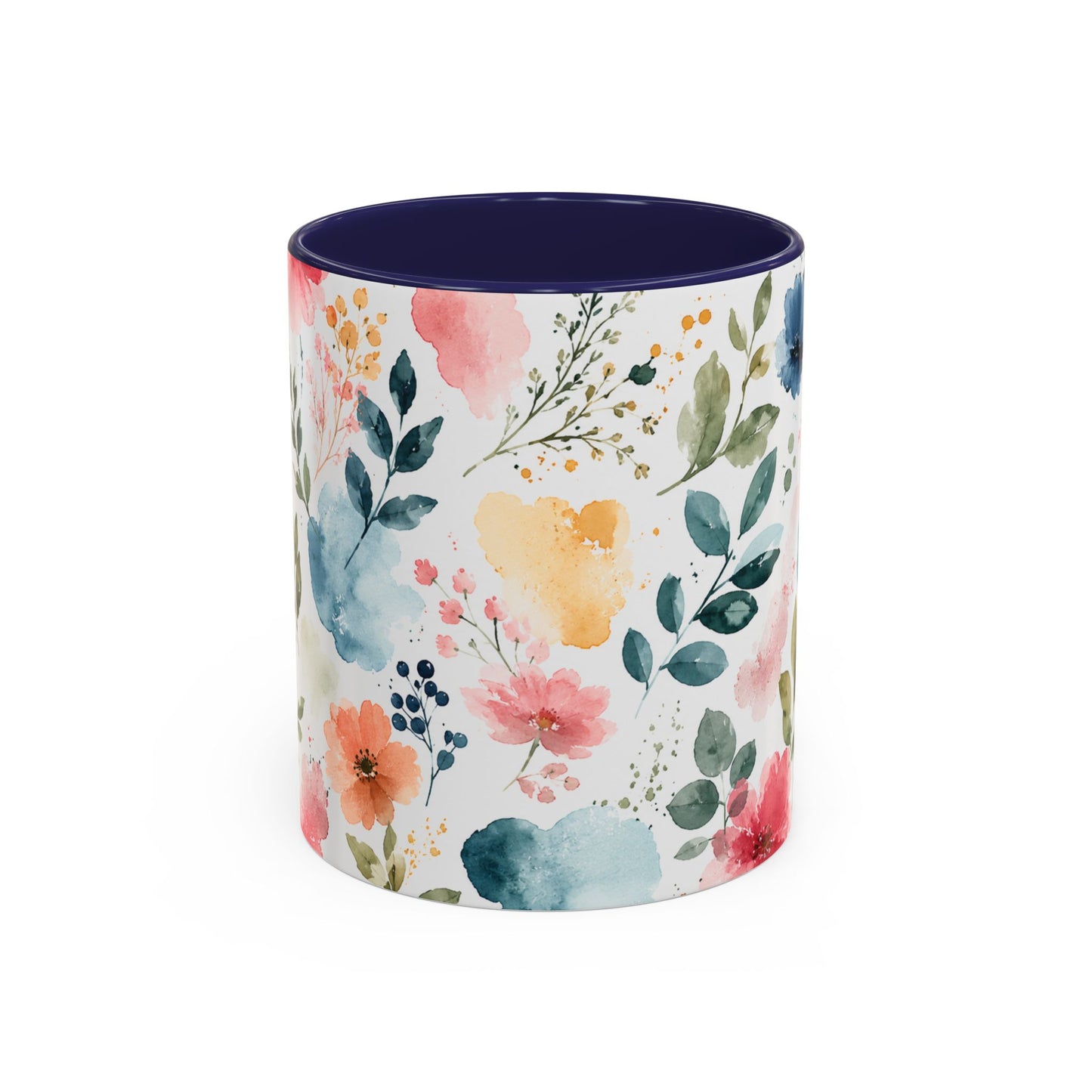 Watercolor Floral Accent Coffee Mug - 11/15oz