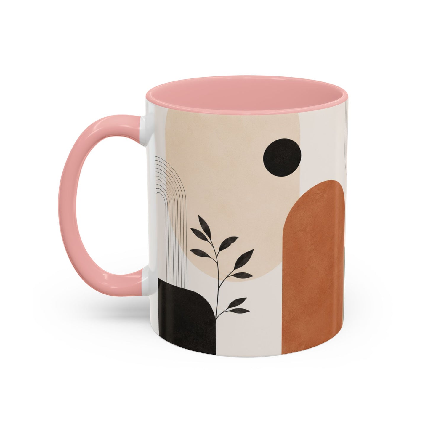 Abstract Earth Tone Accent Coffee Mug — Modern Minimalist Ceramic (11/15oz)