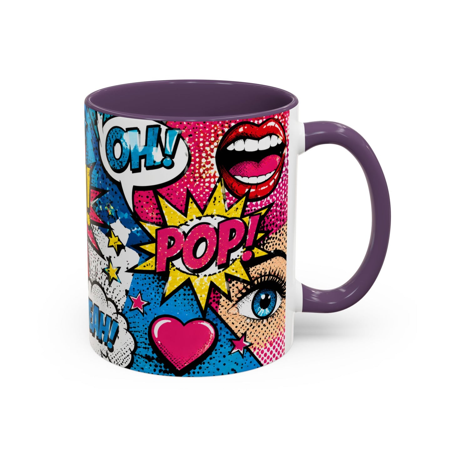 Pop Art Comic Coffee Mug – Colorful 'WOW! POP!' Accent Ceramic Mug (11/15oz)