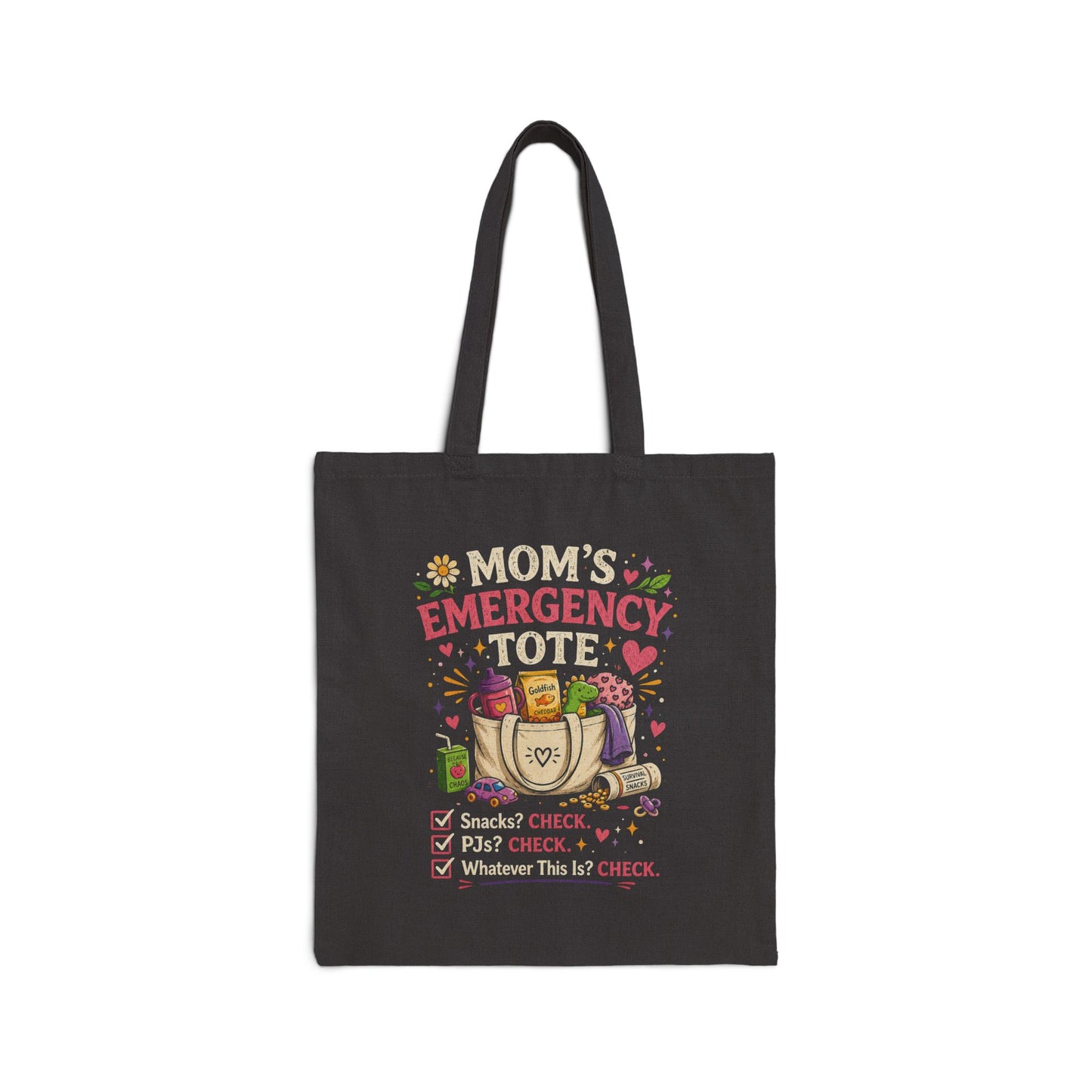 Tote — “Mom’s Emergency Tote” Funny Mom Canvas Market Bag