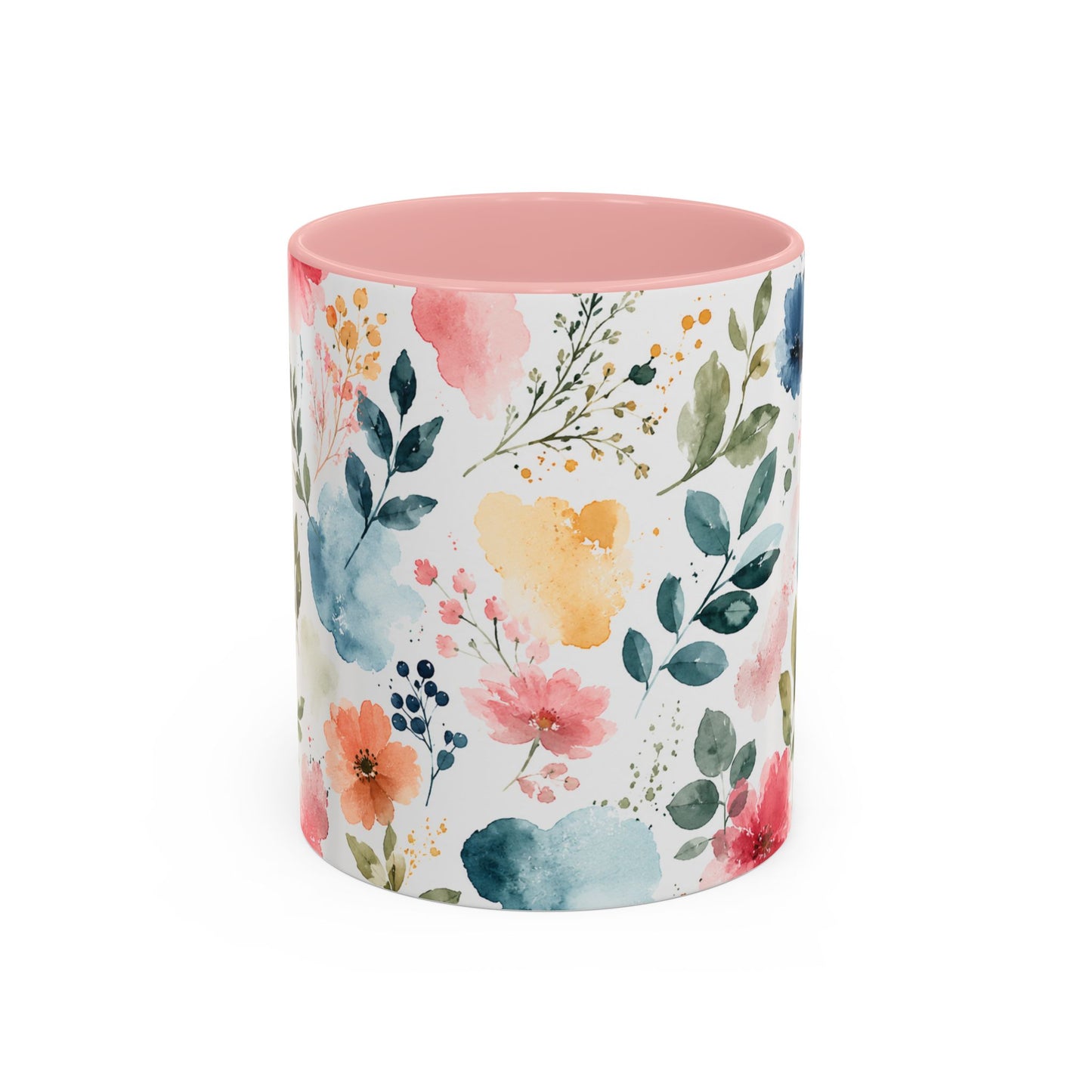 Watercolor Floral Accent Coffee Mug - 11/15oz