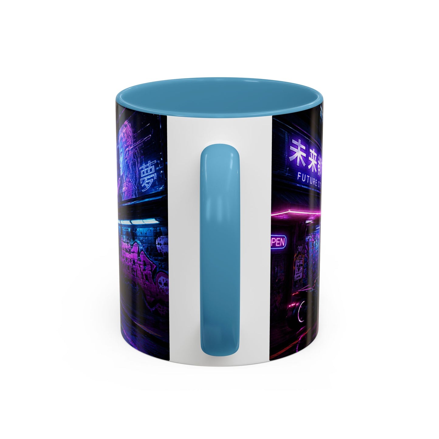 Neon Cityscape Coffee Mug - Cyberpunk Night Street 11/15oz Accent Mug