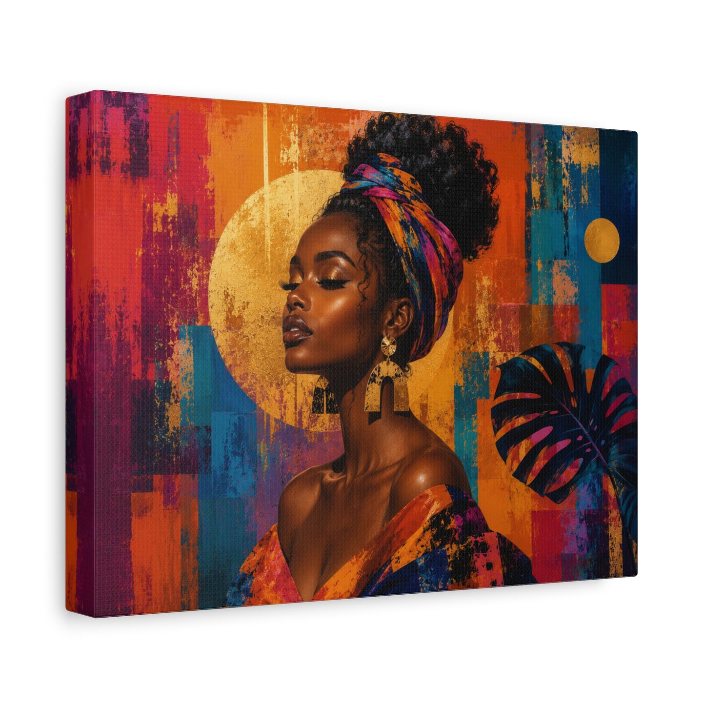 Afrocentric Golden Halo Portrait Canvas