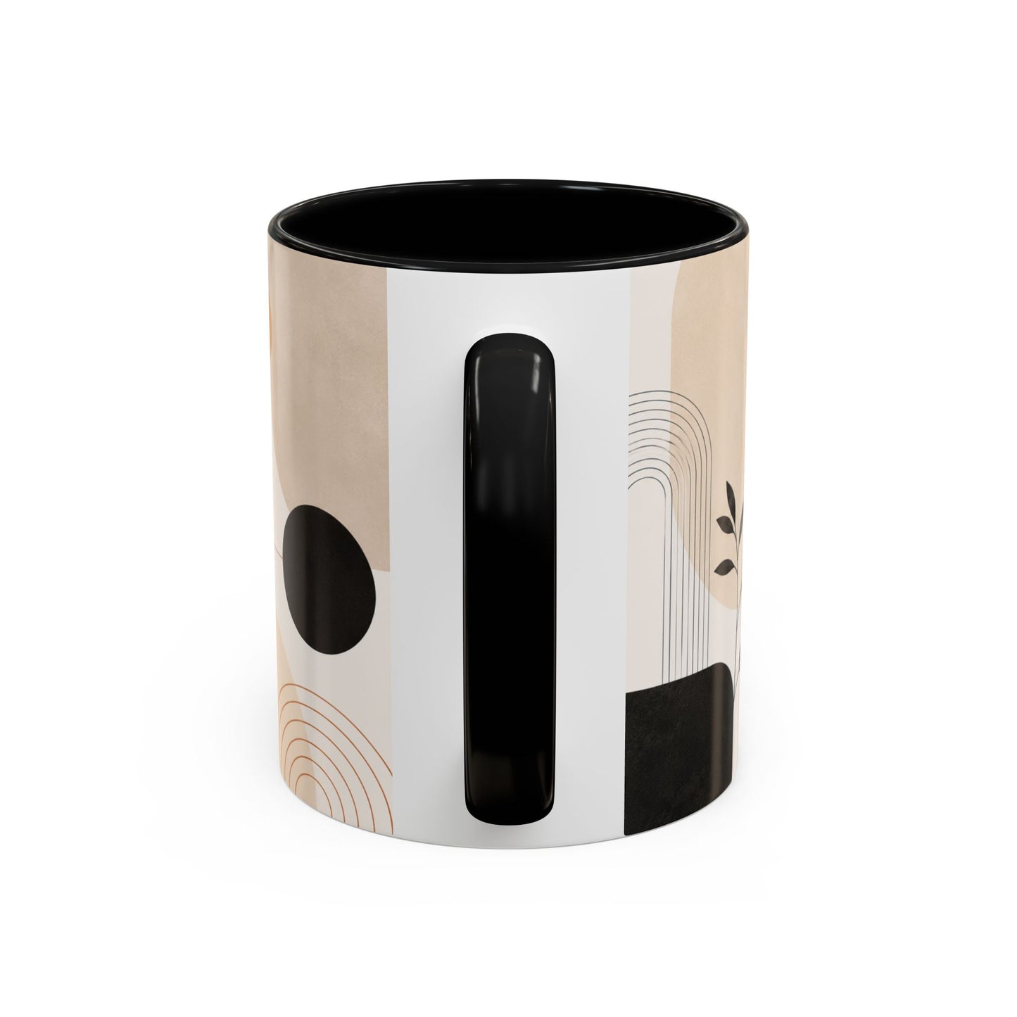 Abstract Earth Tone Accent Coffee Mug — Modern Minimalist Ceramic (11/15oz)