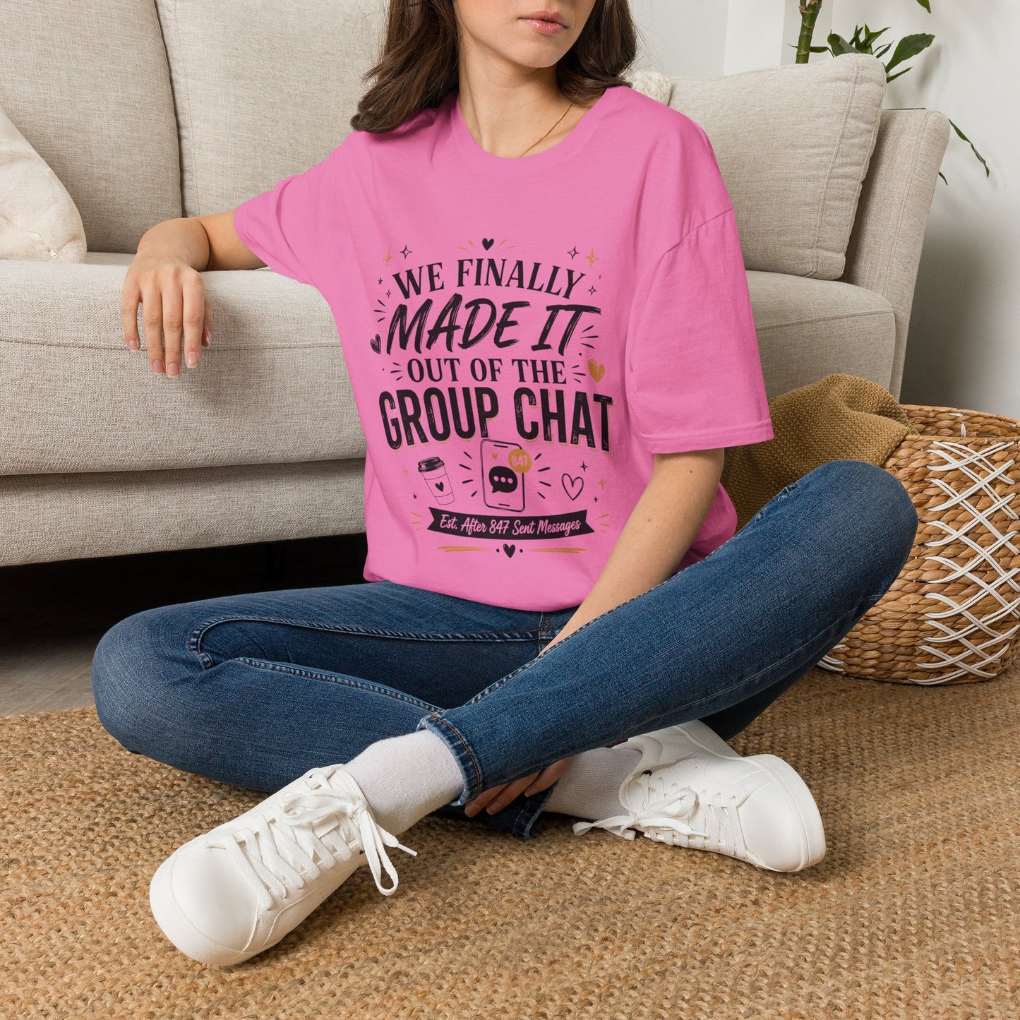 T-Shirt — “We Finally Made It Out of the Group Chat” Funny Friendship Tee