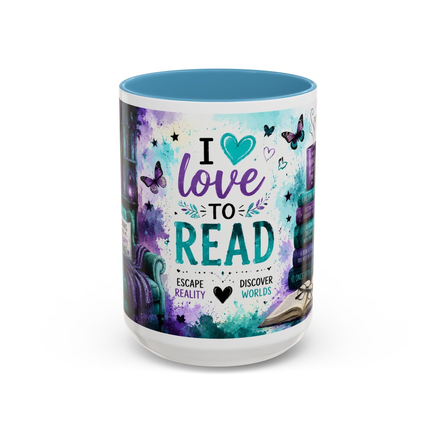 I Love to Read Accent Coffee Mug — Inspirational Book Lover Gift (11/15oz)