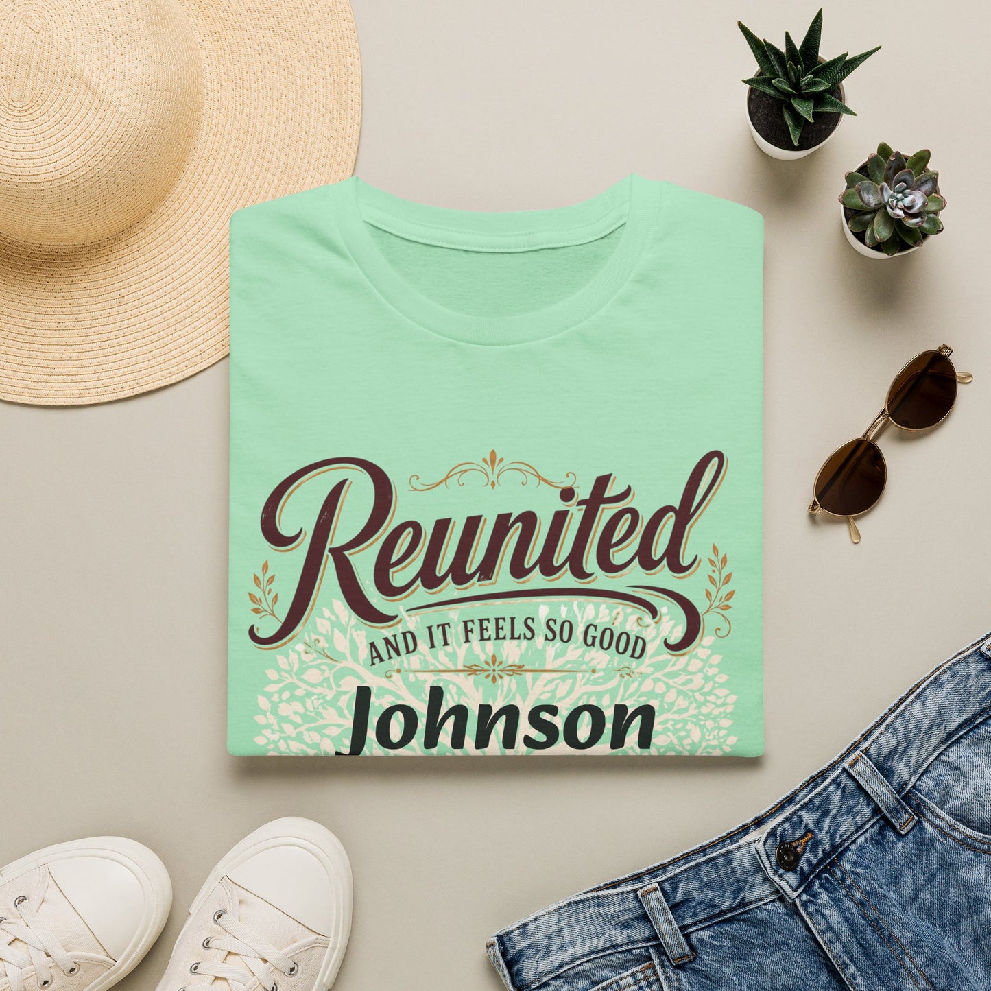 Family Reunion T-Shirt — "Reunited and It Feels So Good" Personalized Johnson, 2026