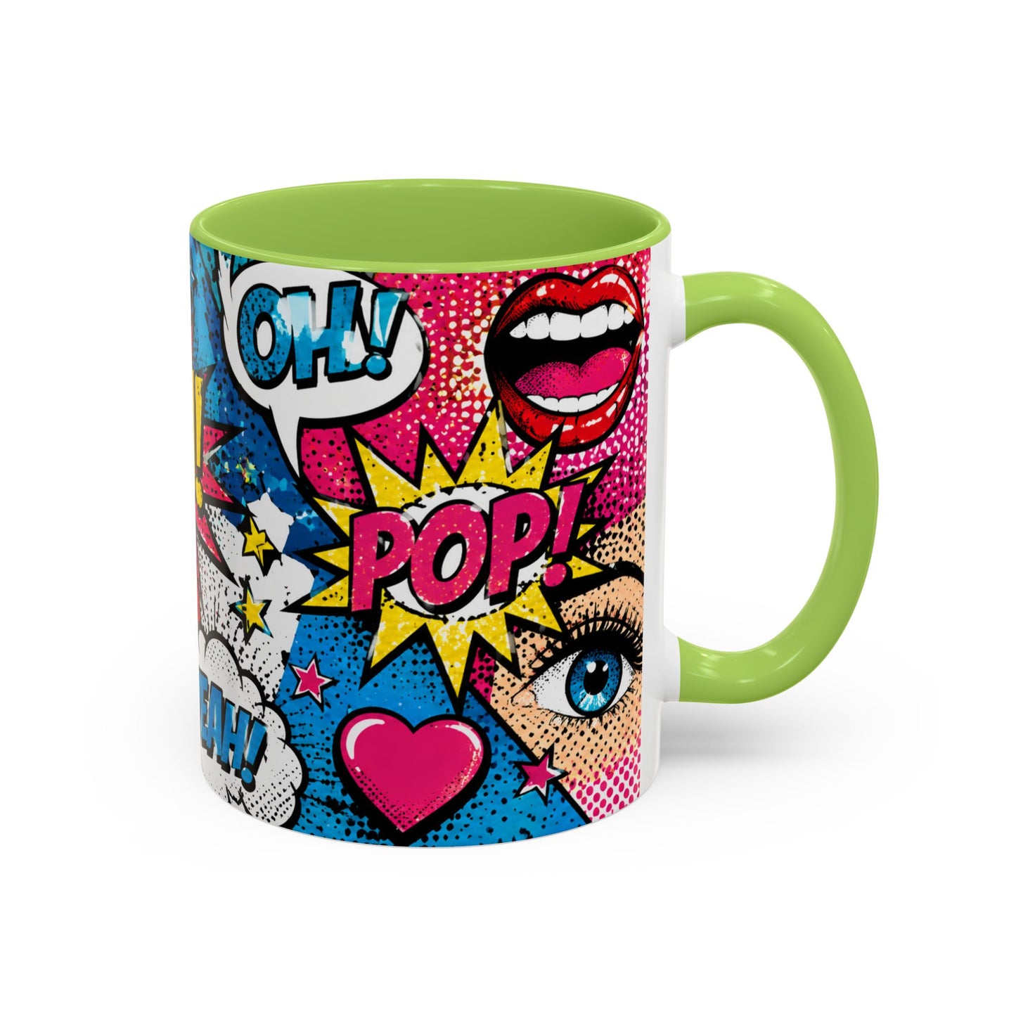Pop Art Comic Coffee Mug – Colorful 'WOW! POP!' Accent Ceramic Mug (11/15oz)