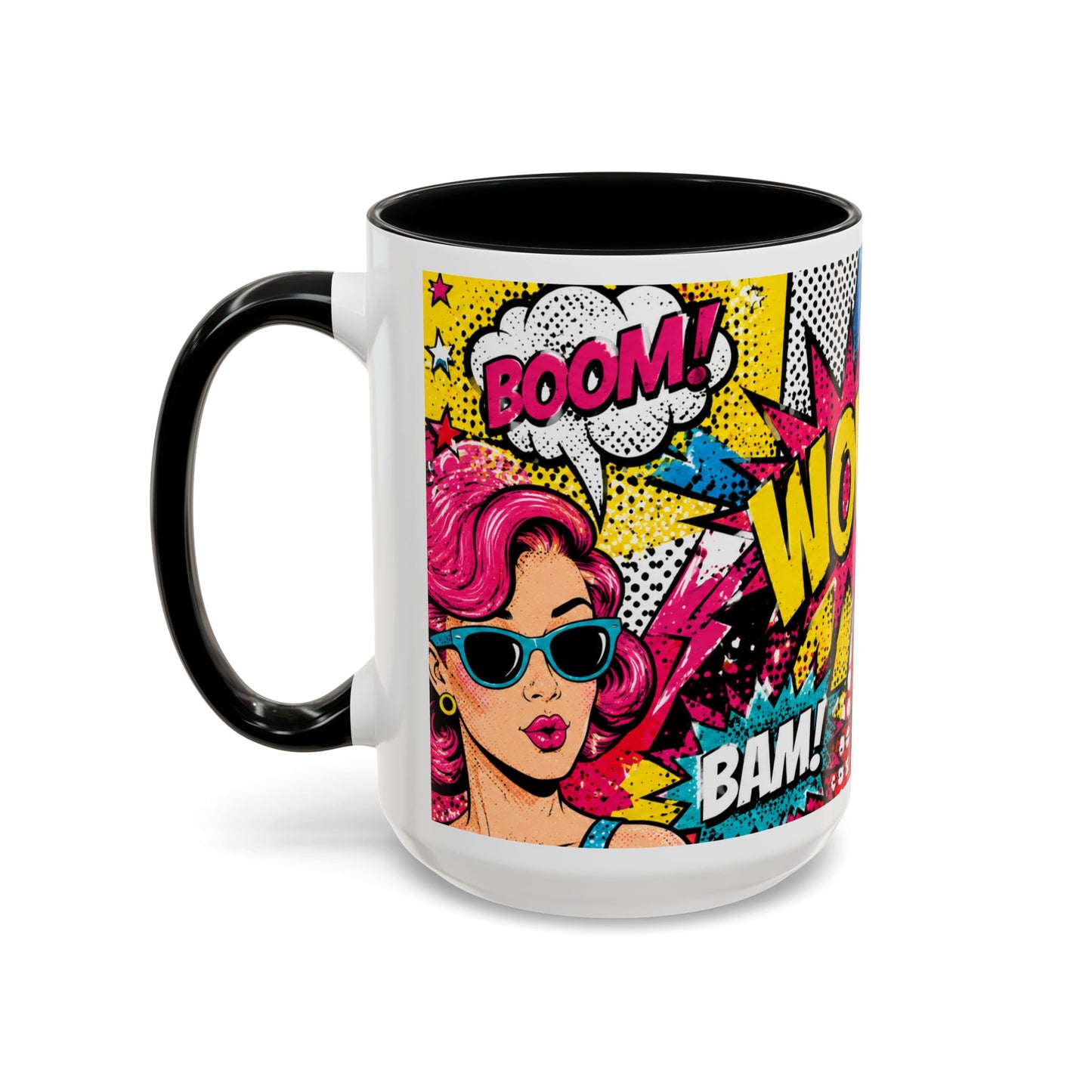 Pop Art Comic Coffee Mug – Colorful 'WOW! POP!' Accent Ceramic Mug (11/15oz)