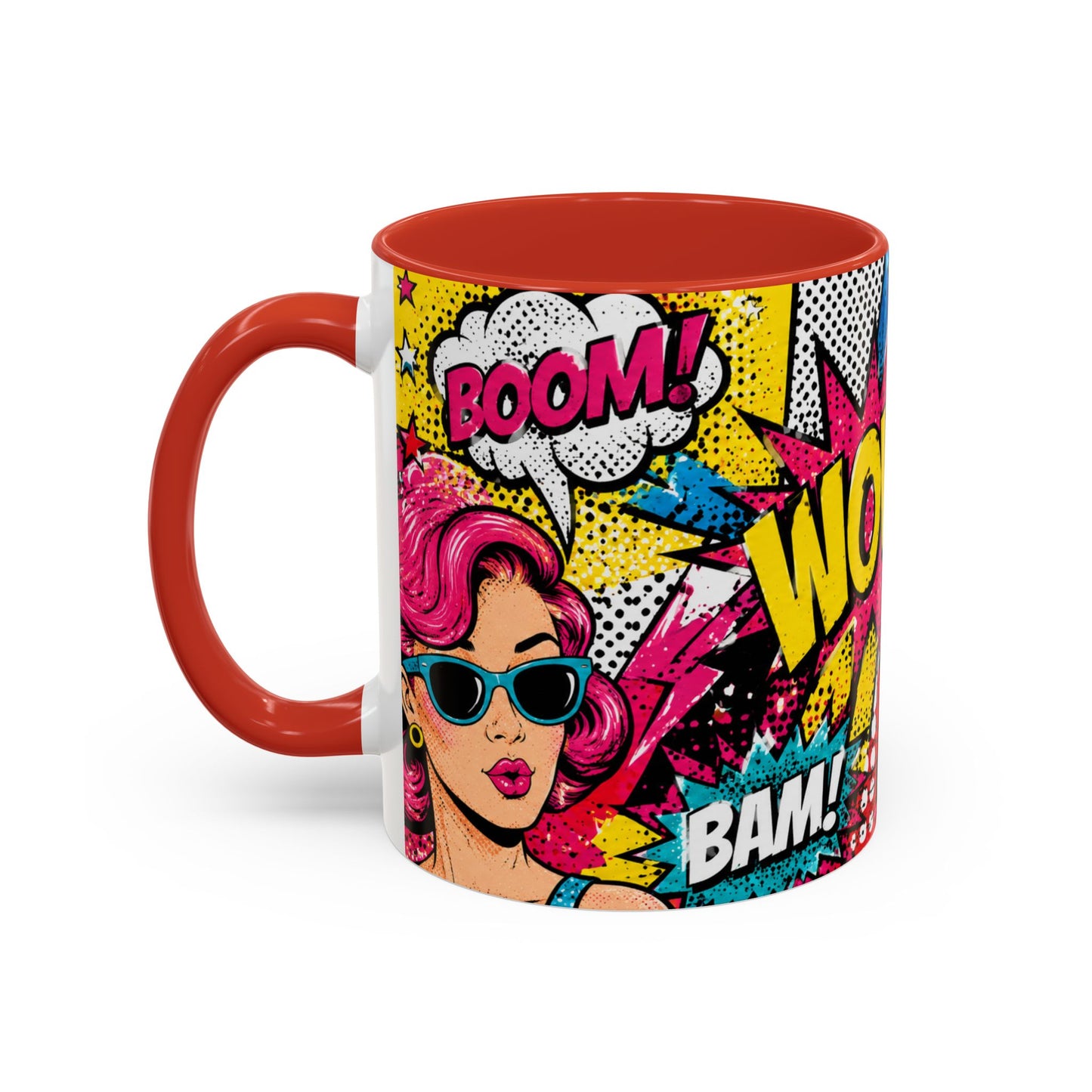 Pop Art Comic Coffee Mug – Colorful 'WOW! POP!' Accent Ceramic Mug (11/15oz)