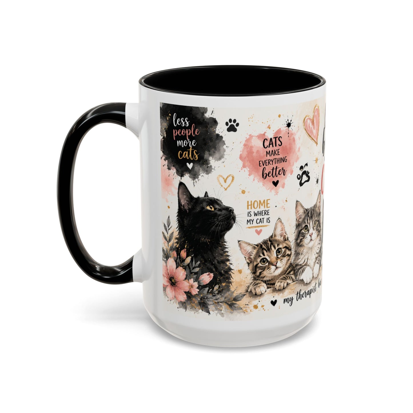 Life Is Better With a Cat Accent Coffee Mug — Cute Cat Lover Gift (11/15oz)