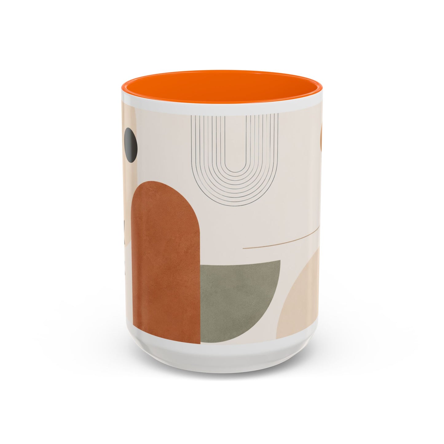 Abstract Earth Tone Accent Coffee Mug — Modern Minimalist Ceramic (11/15oz)