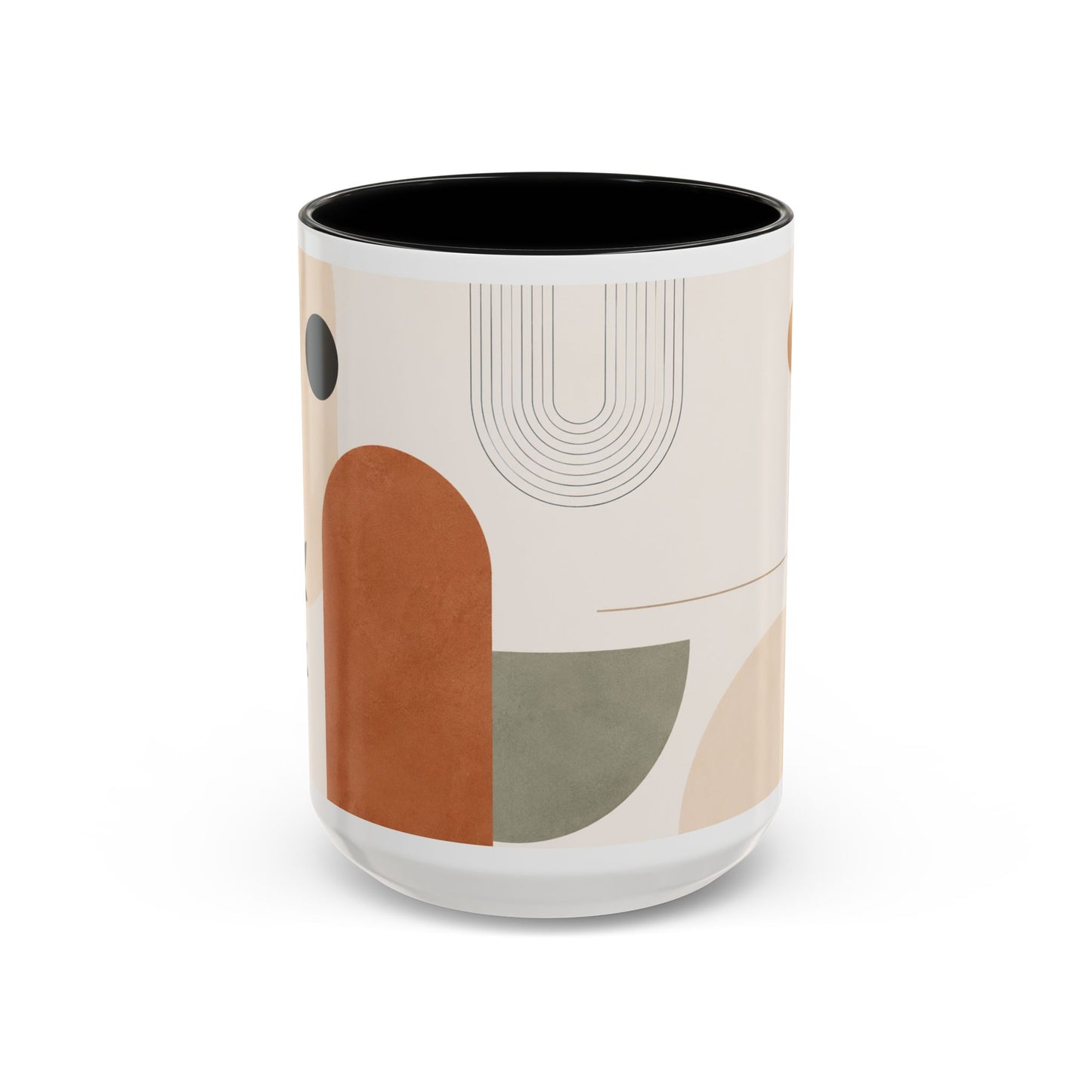 Abstract Earth Tone Accent Coffee Mug — Modern Minimalist Ceramic (11/15oz)