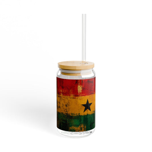 Ghana Flag Sipper Glass — 16oz African Queen Design