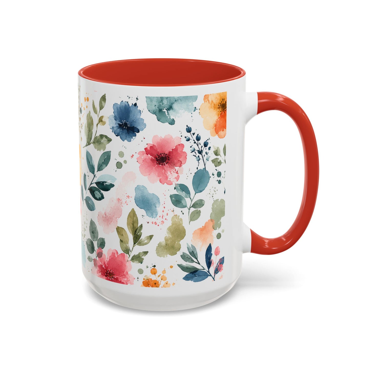 Watercolor Floral Accent Coffee Mug - 11/15oz