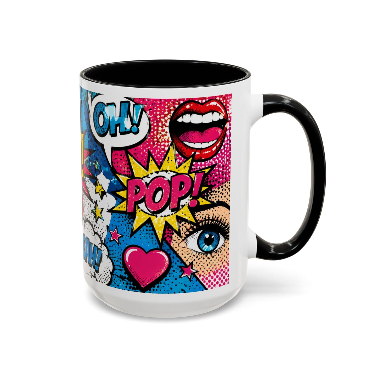 Pop Art Comic Coffee Mug – Colorful 'WOW! POP!' Accent Ceramic Mug (11/15oz)