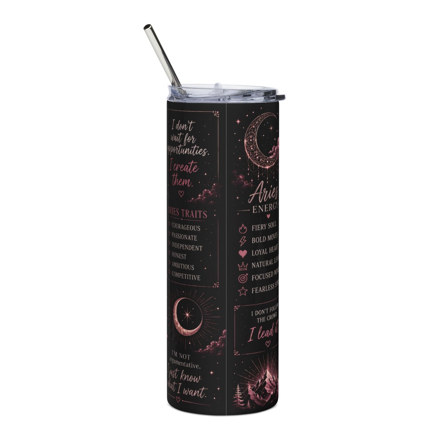 Aries 20oz Stainless Tumbler — Zodiac Horoscope Travel Cup (March 21–April 19)