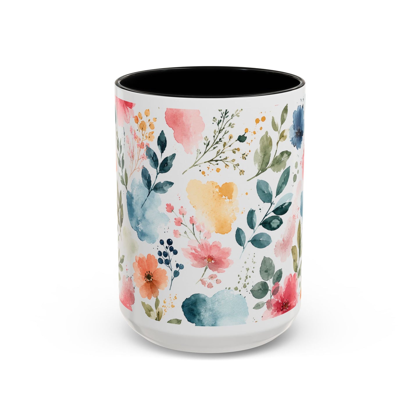 Watercolor Floral Accent Coffee Mug - 11/15oz