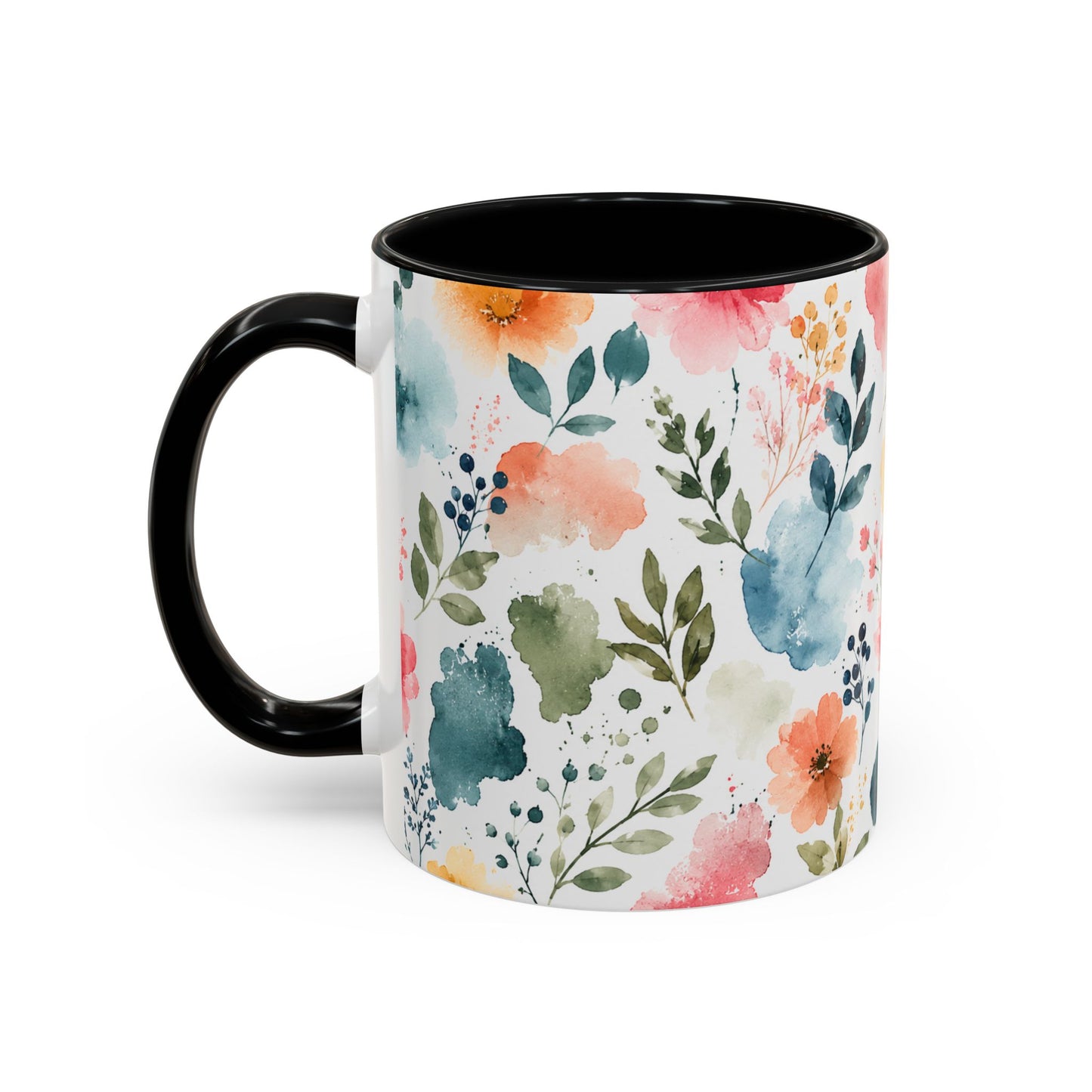 Watercolor Floral Accent Coffee Mug - 11/15oz