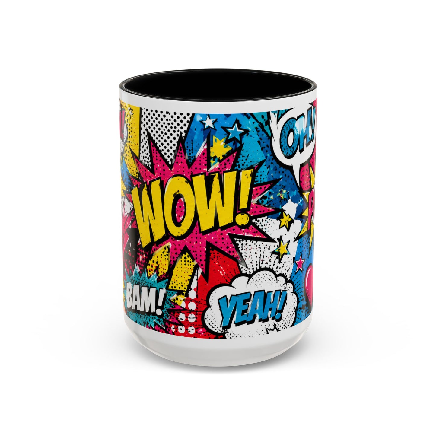 Pop Art Comic Coffee Mug – Colorful 'WOW! POP!' Accent Ceramic Mug (11/15oz)