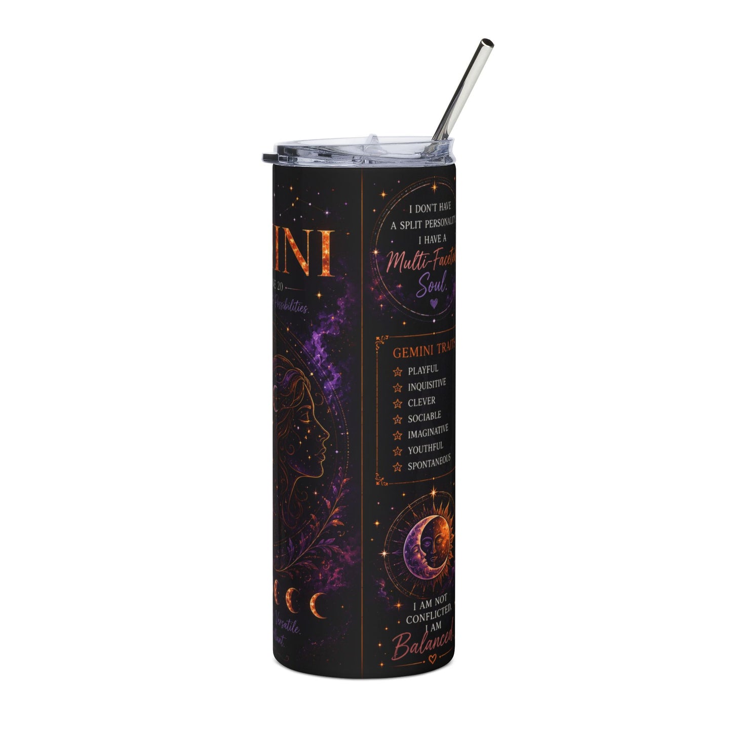 Gemini Zodiac Tumbler 20oz — Astrology Stainless Steel Travel Cup