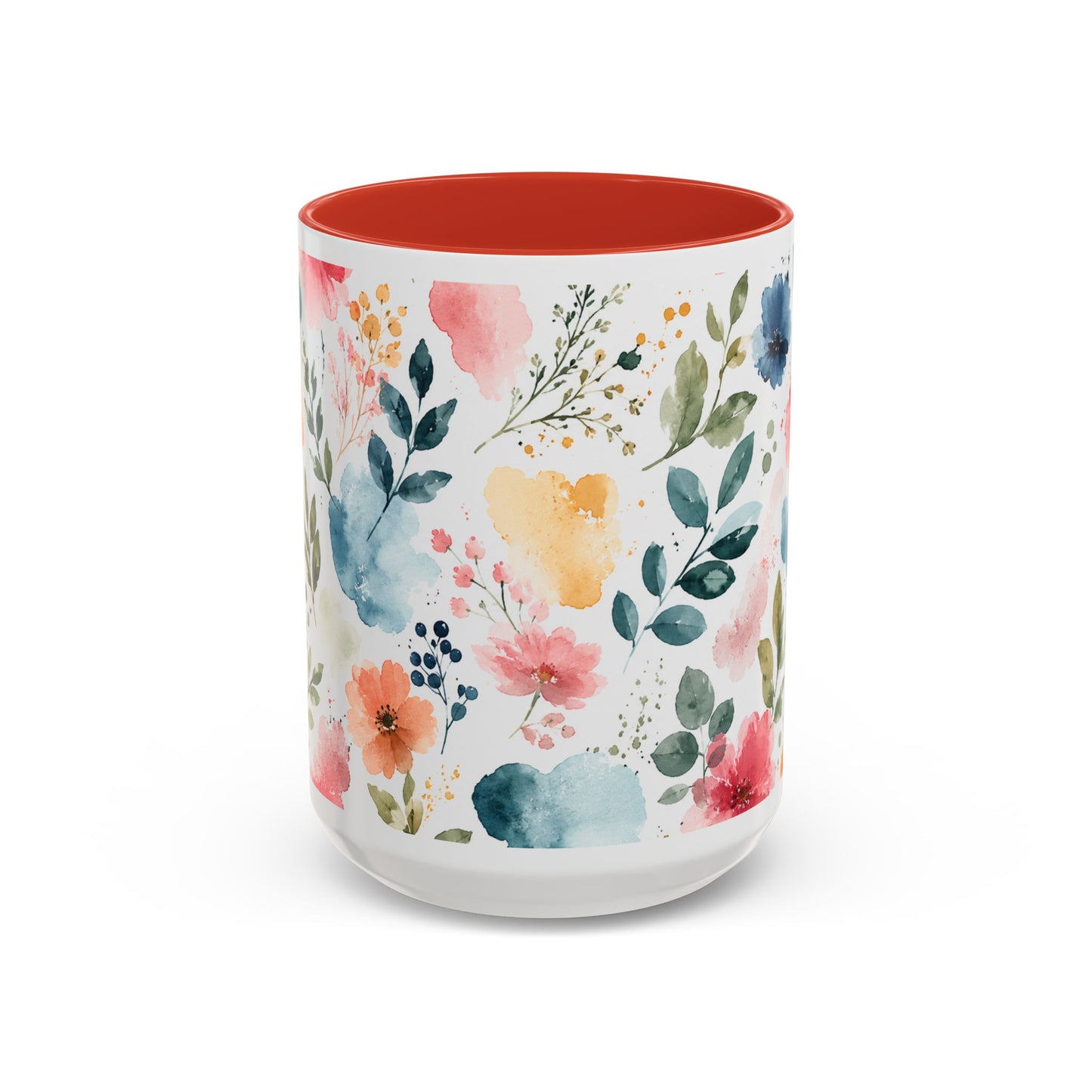 Watercolor Floral Accent Coffee Mug - 11/15oz