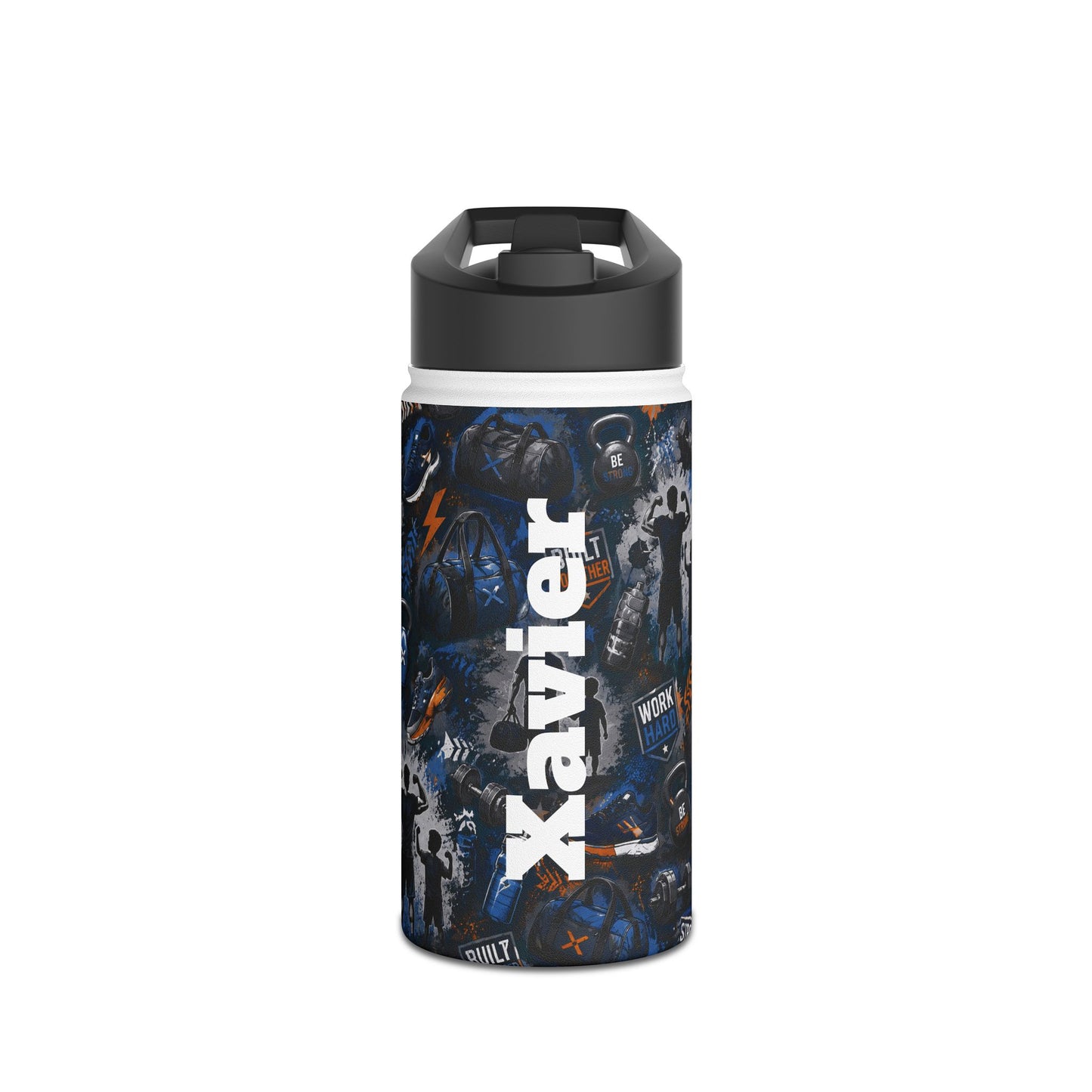 "Workout with Dad" Stainless Steel Water Bottle, Standard Lid