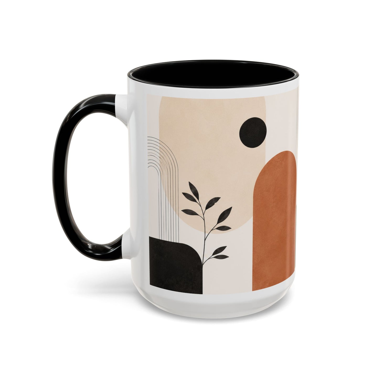 Abstract Earth Tone Accent Coffee Mug — Modern Minimalist Ceramic (11/15oz)