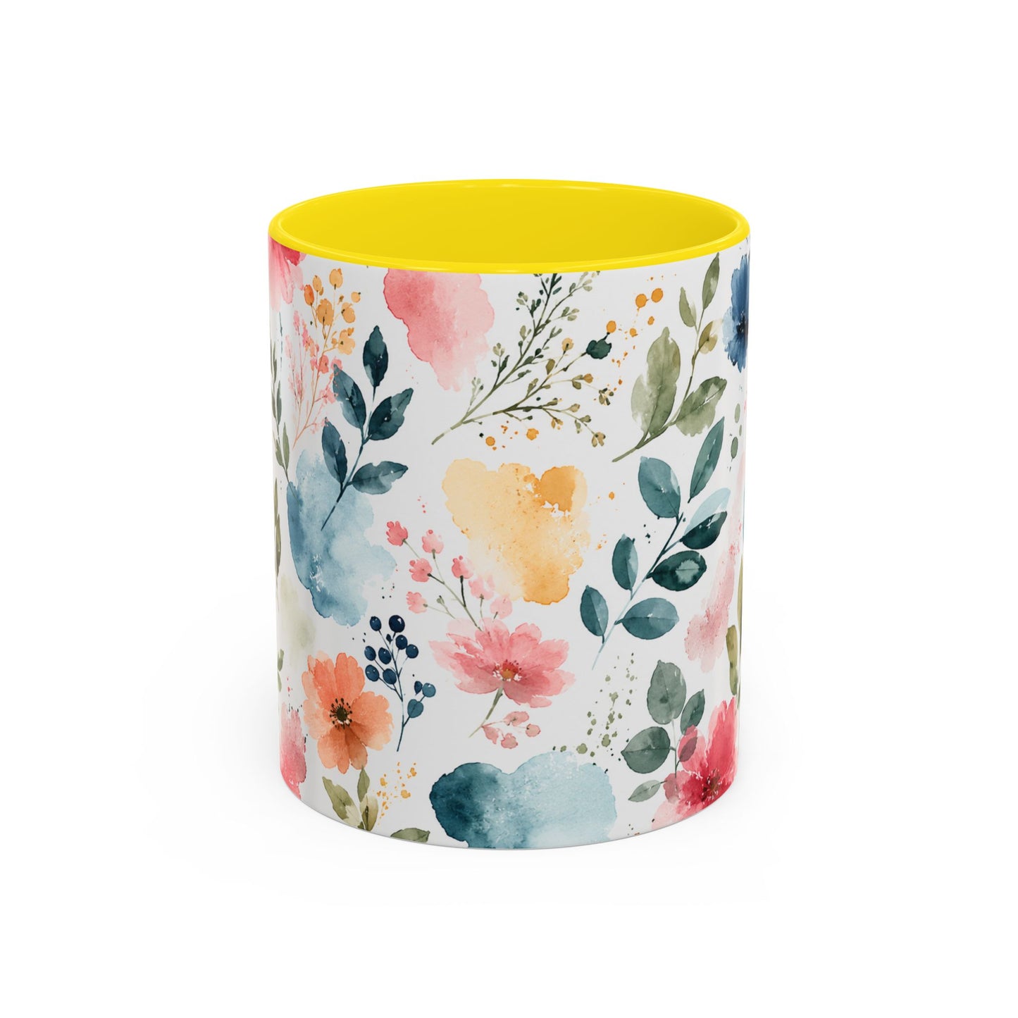 Watercolor Floral Accent Coffee Mug - 11/15oz