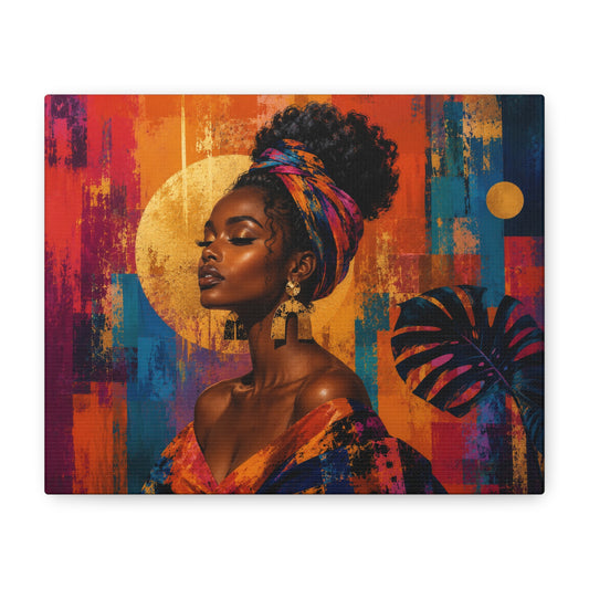 Afrocentric Golden Halo Portrait Canvas