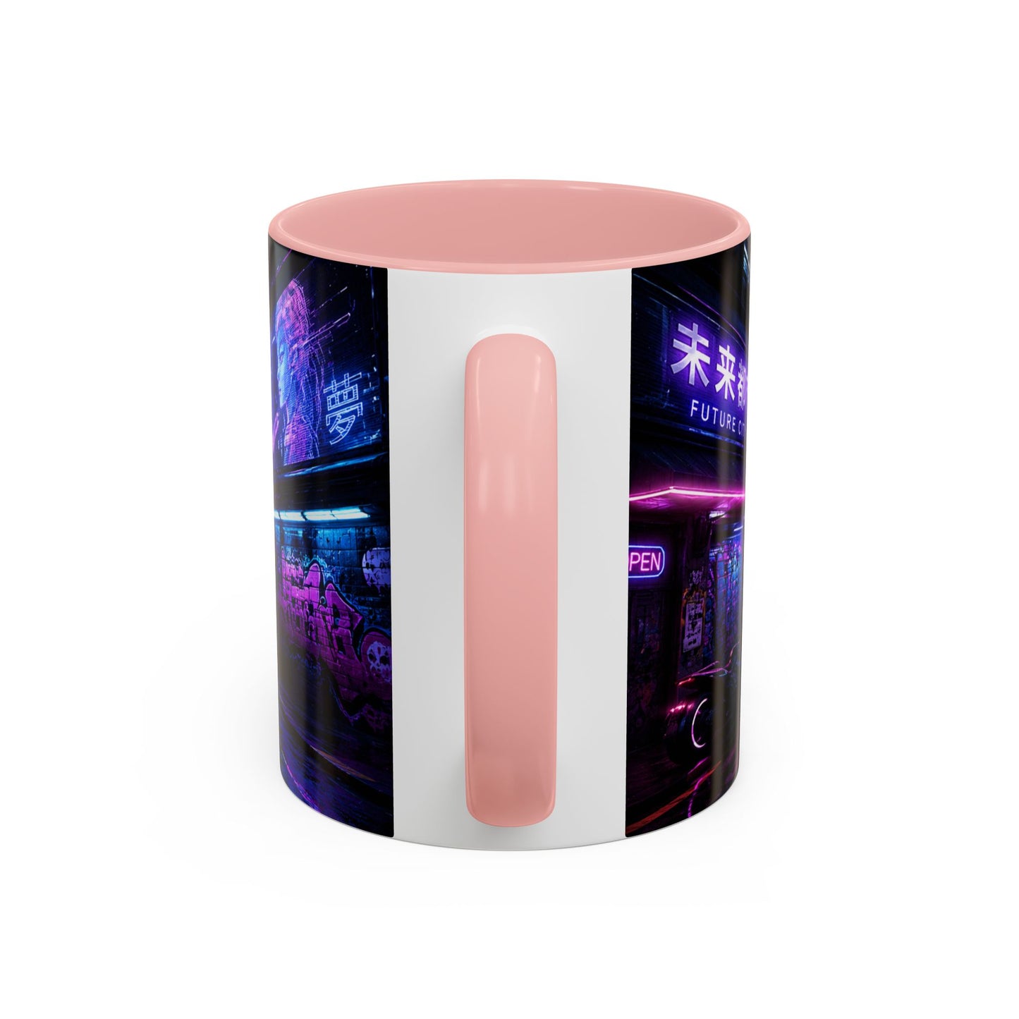Neon Cityscape Coffee Mug - Cyberpunk Night Street 11/15oz Accent Mug