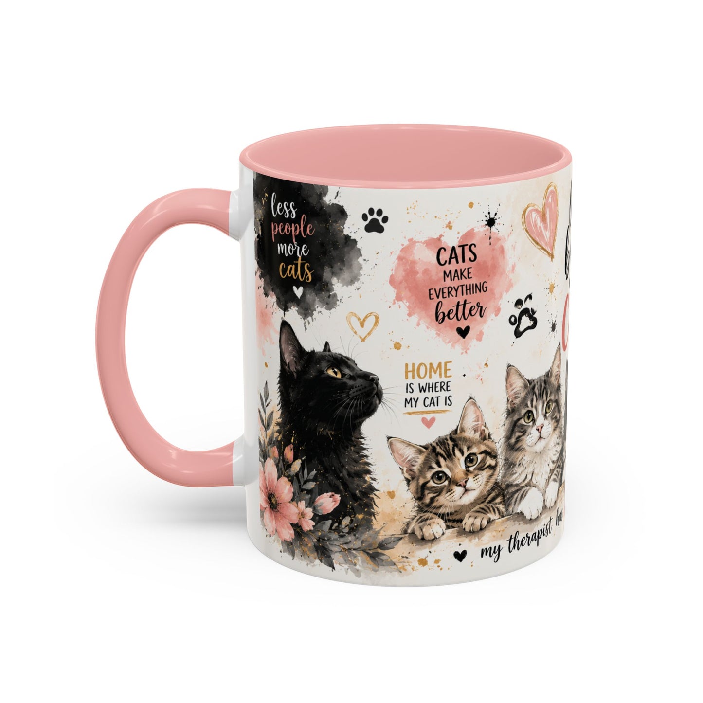 Life Is Better With a Cat Accent Coffee Mug — Cute Cat Lover Gift (11/15oz)