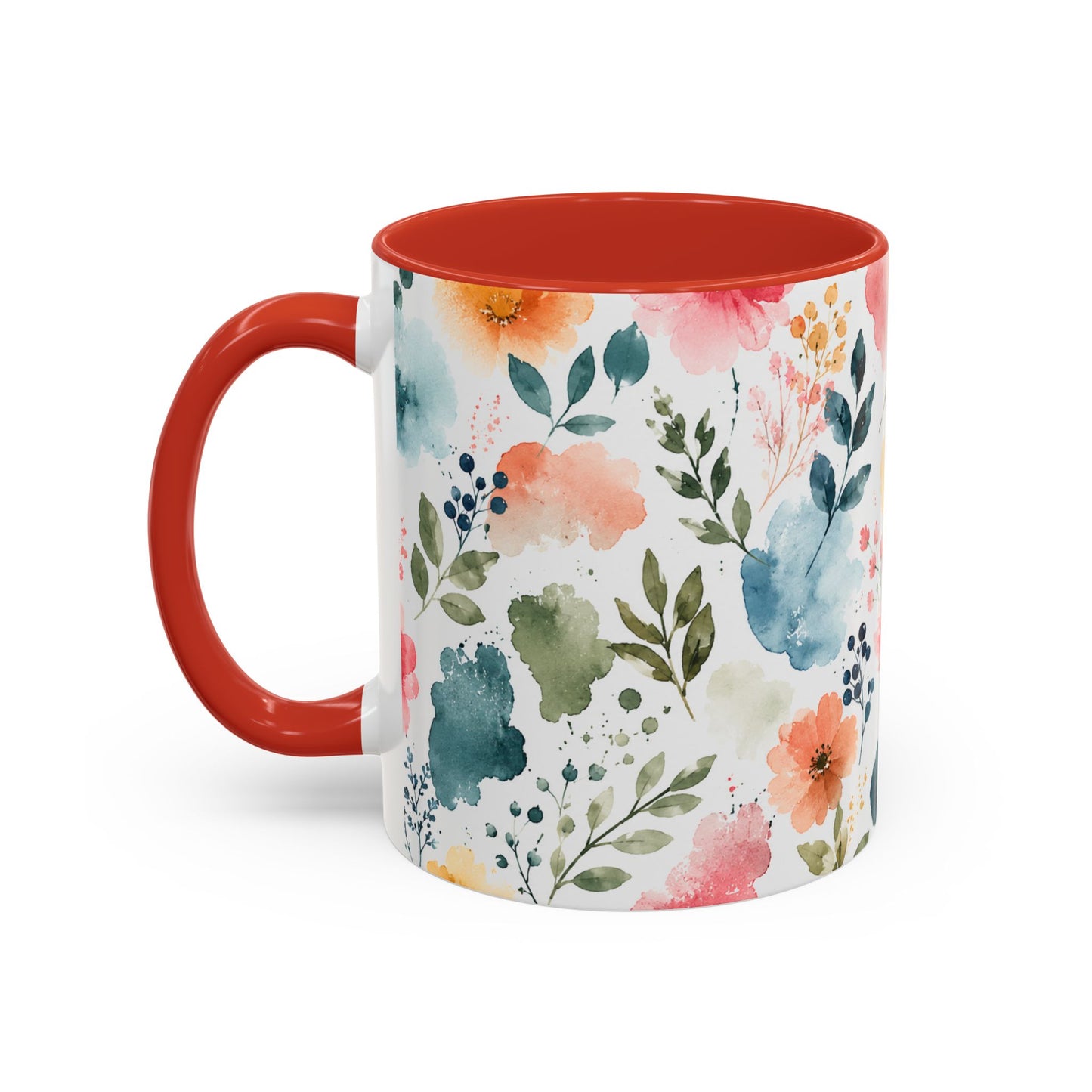 Watercolor Floral Accent Coffee Mug - 11/15oz