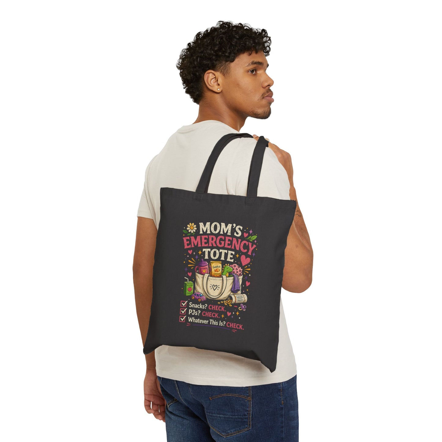 Tote — “Mom’s Emergency Tote” Funny Mom Canvas Market Bag
