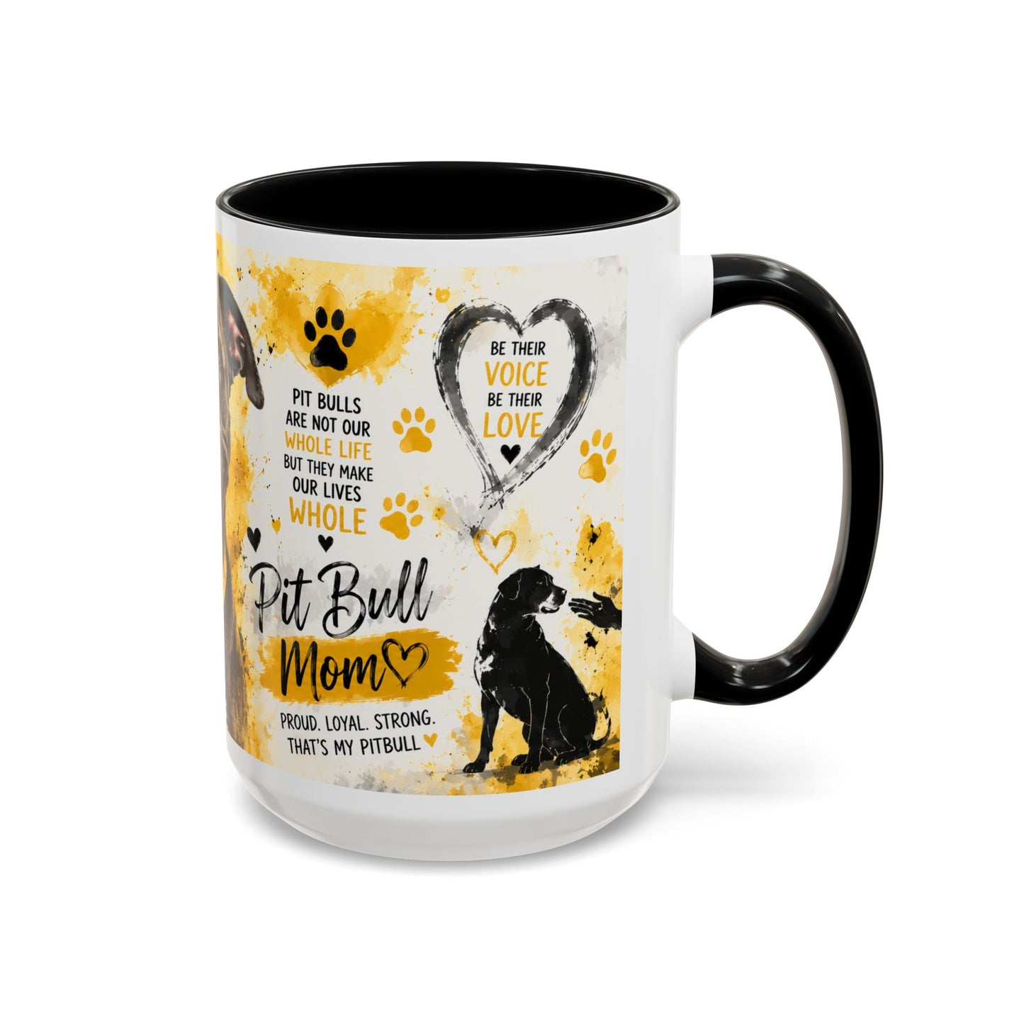 Pit Bull Mom Accent Coffee Mug – "Pit Bull Mom" Sentimental Dog Lover Gift (11/15oz)