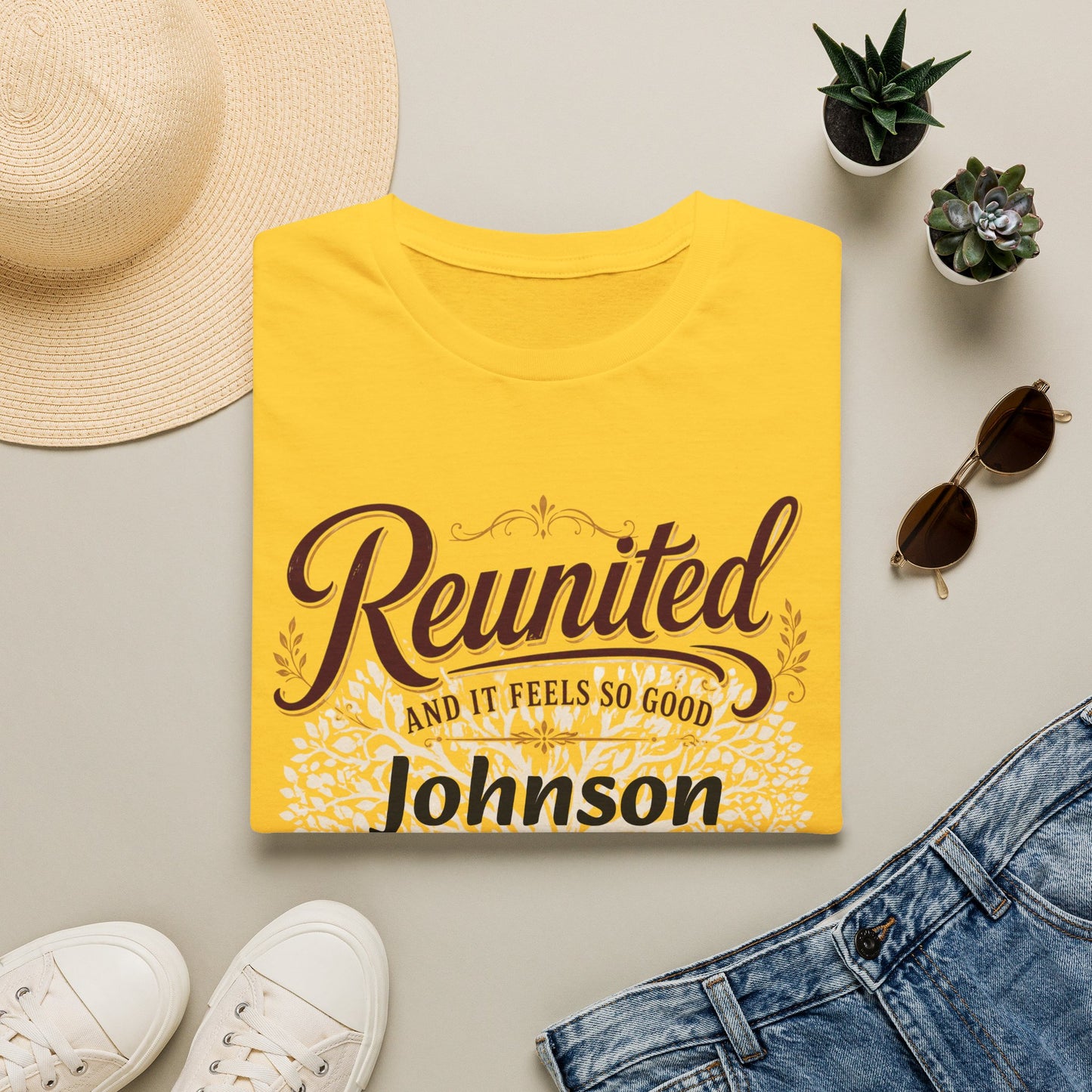 Family Reunion T-Shirt — "Reunited and It Feels So Good" Personalized Johnson, 2026