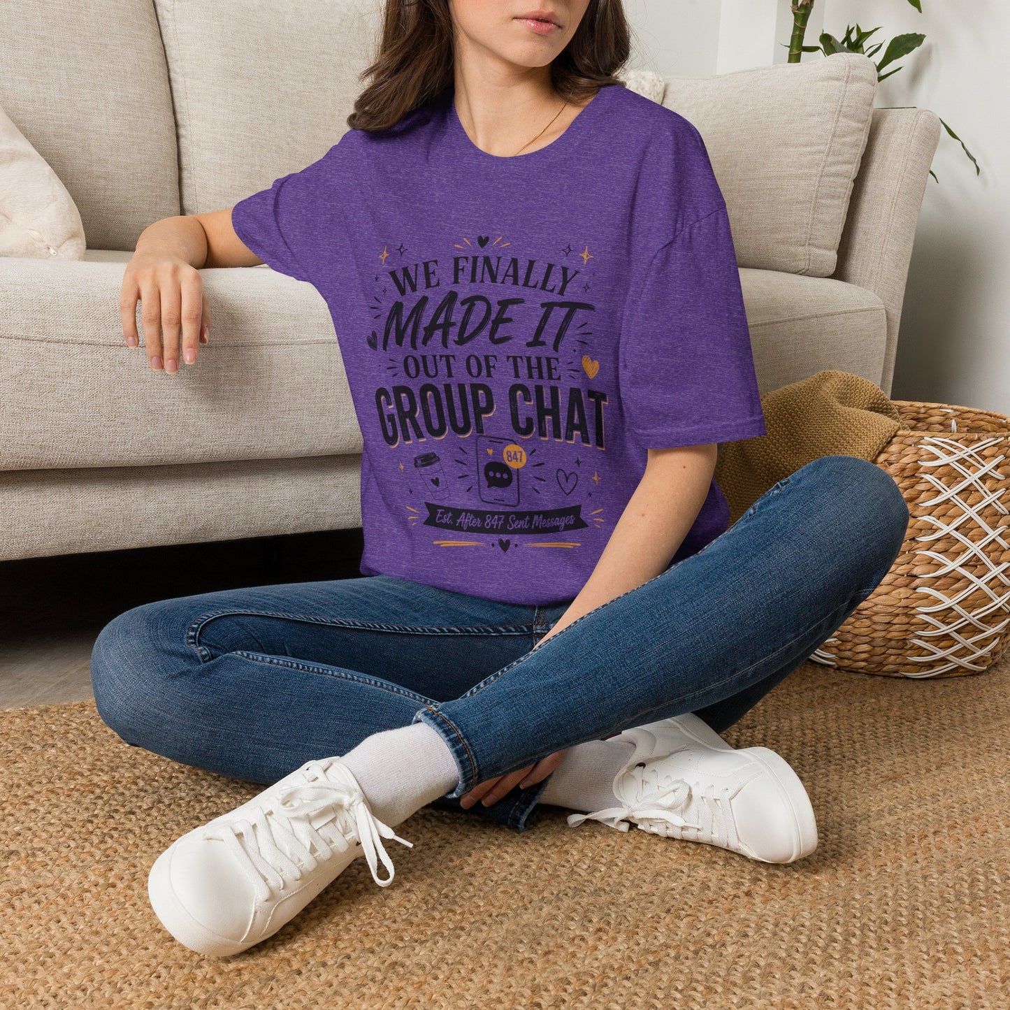 T-Shirt — “We Finally Made It Out of the Group Chat” Funny Friendship Tee